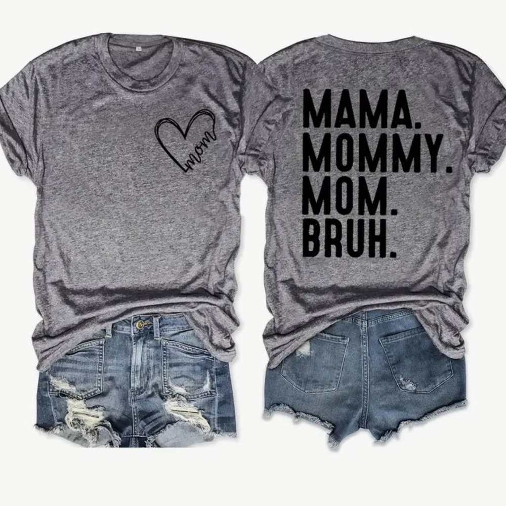 Ladies Mom/Bro T Shirt Grey